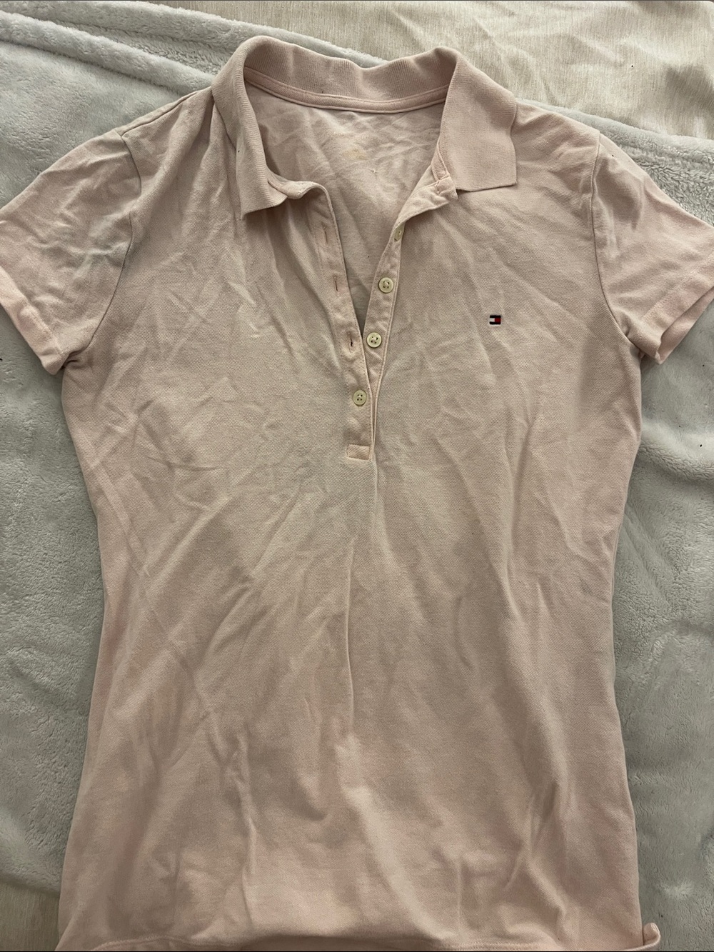 Tommy Hilfiger Pale Pink Short Sleeve Polo - stained